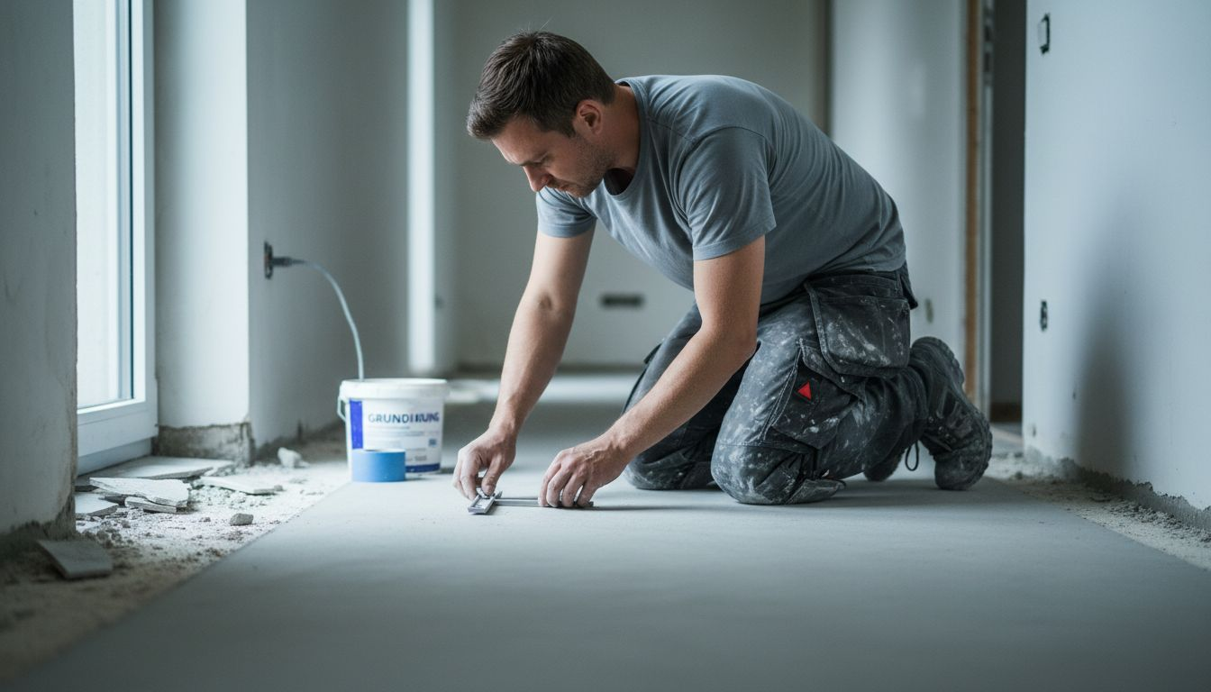 Bevor ein neuer Boden verlegt wird, kontrolliert der Fachmann sorgfältig den Zustand des Untergrunds.