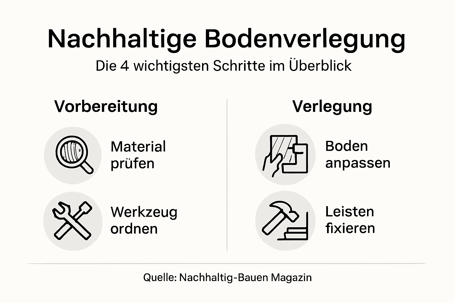 Infografik: Die wichtigsten Schritte für eine nachhaltige Bodenverlegung