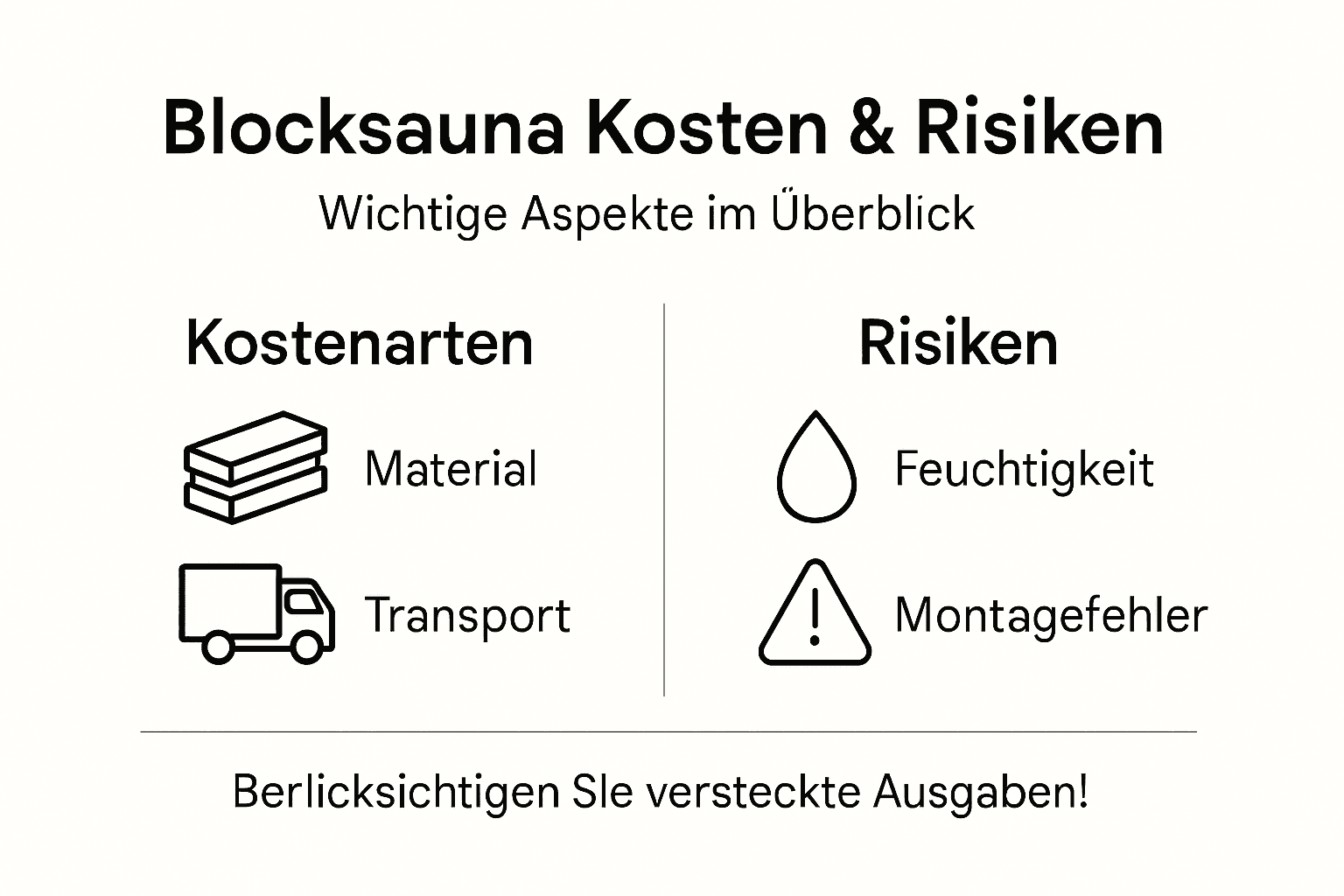 Infografik: Was kostet eine Blockbohlensauna und welche Risiken gibt es?