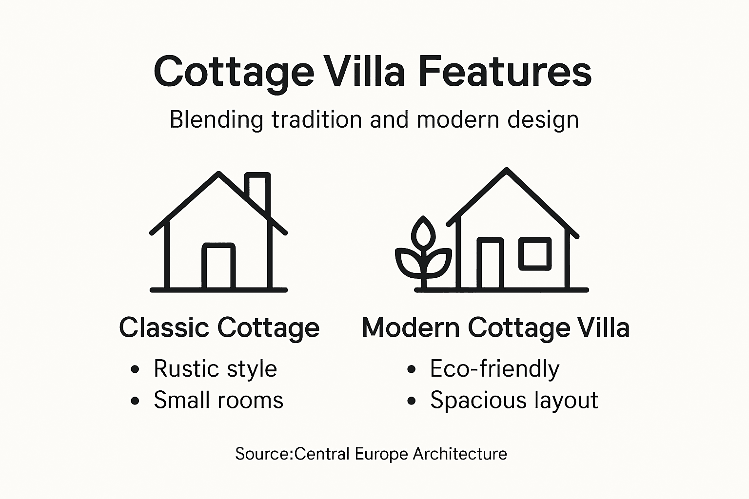 Infographic comparing cottage villa features