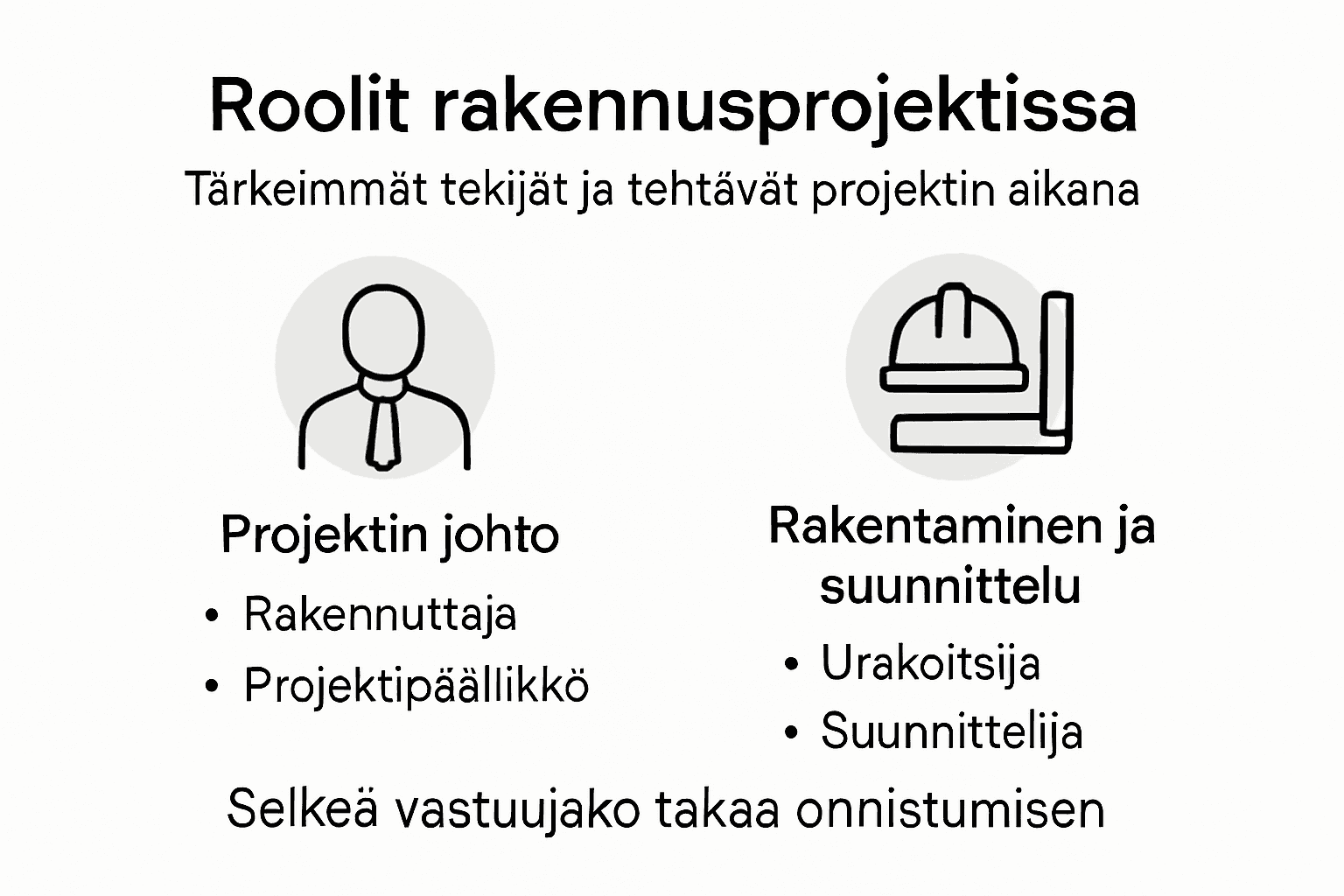 Kaavio rakennushankkeen eri toimijoiden rooleista ja vastuista