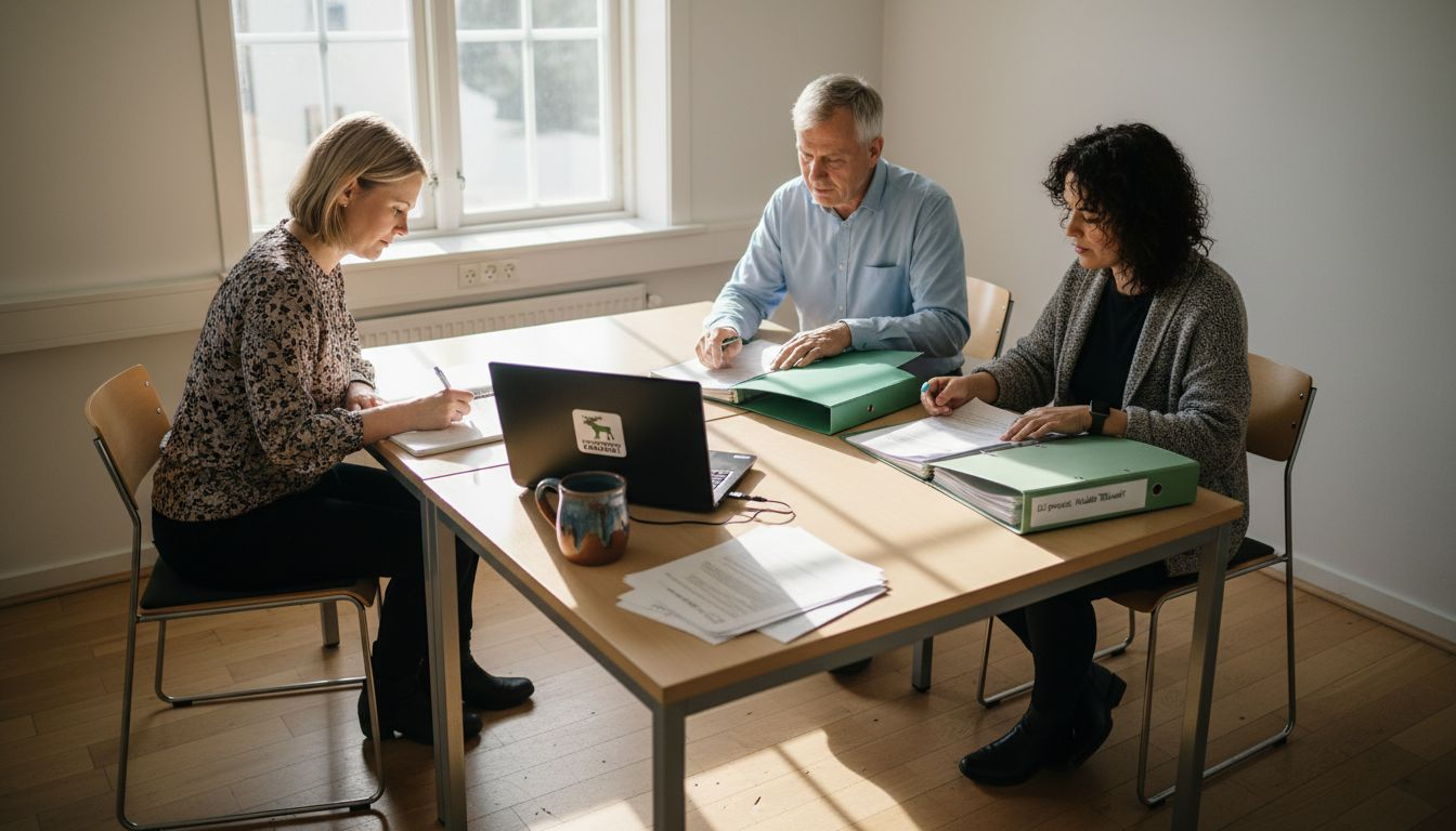 Ett team samlas på kontoret för att prata om möjligheter till EU-finansiering.