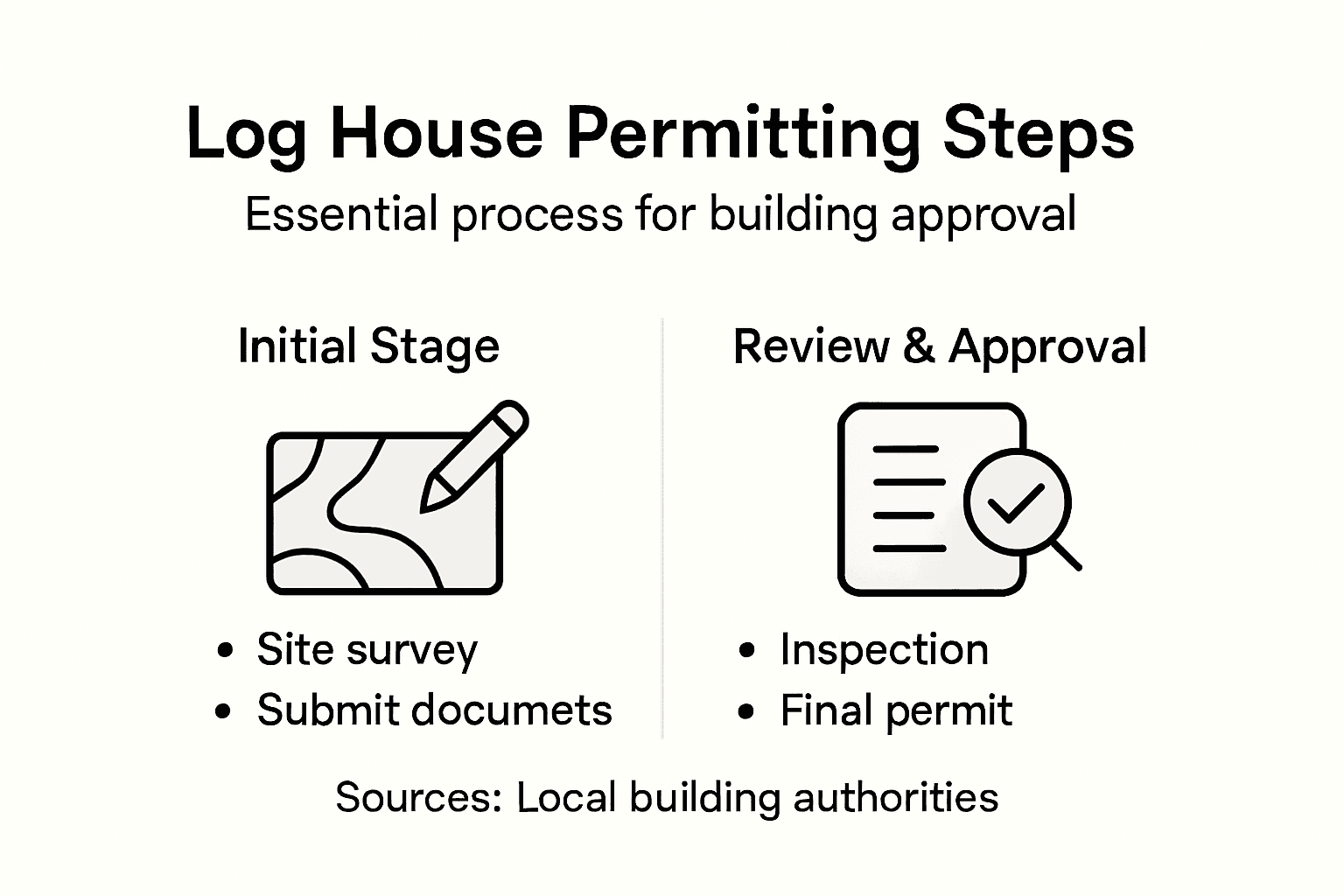 Infographic detailing steps for log house permitting