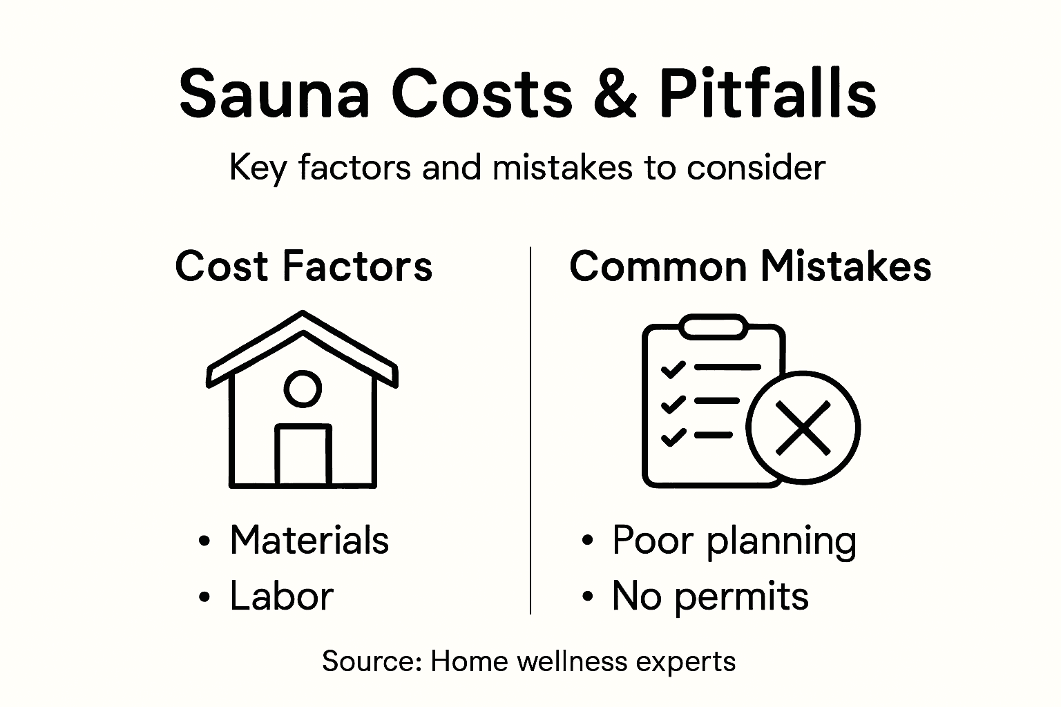 Infographic on sauna costs and common mistakes