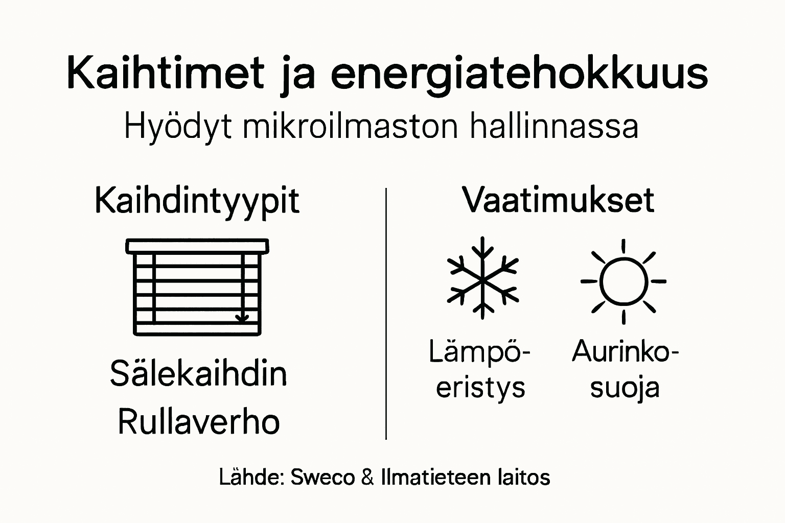 Kaavio: miten kaihtimet vaikuttavat kodin energiatehokkuuteen