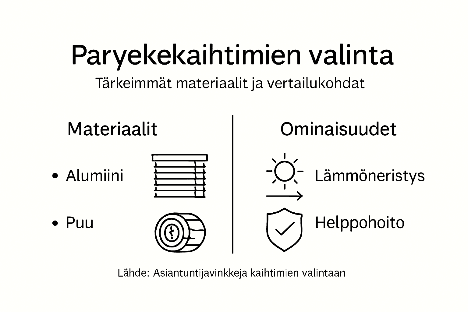 Parvekekaihtimien materiaalit vertailussa – katso infograafimme