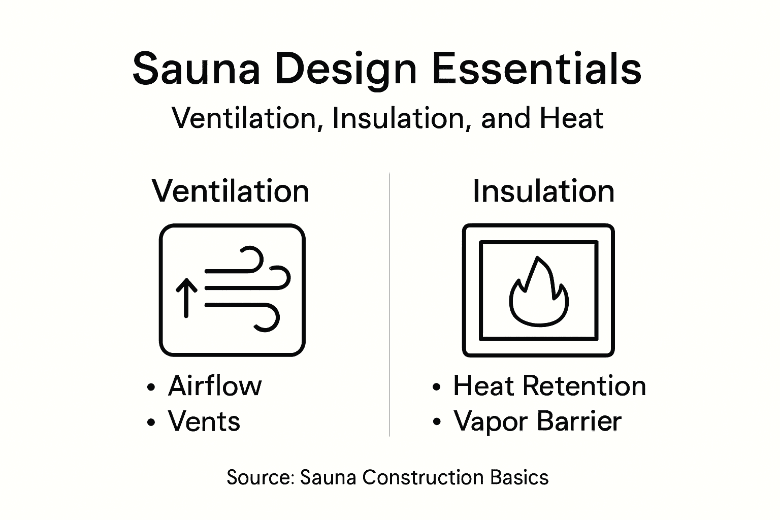 Infographic shows sauna design key elements