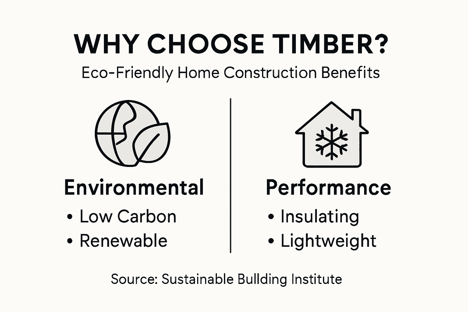 Infographic of timber construction key eco benefits
