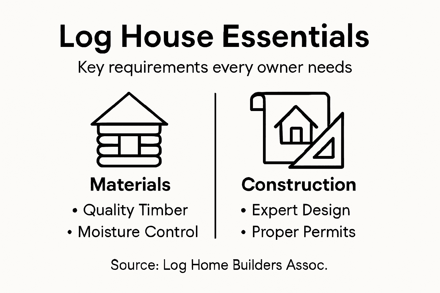 Infographic showing log house requirements overview