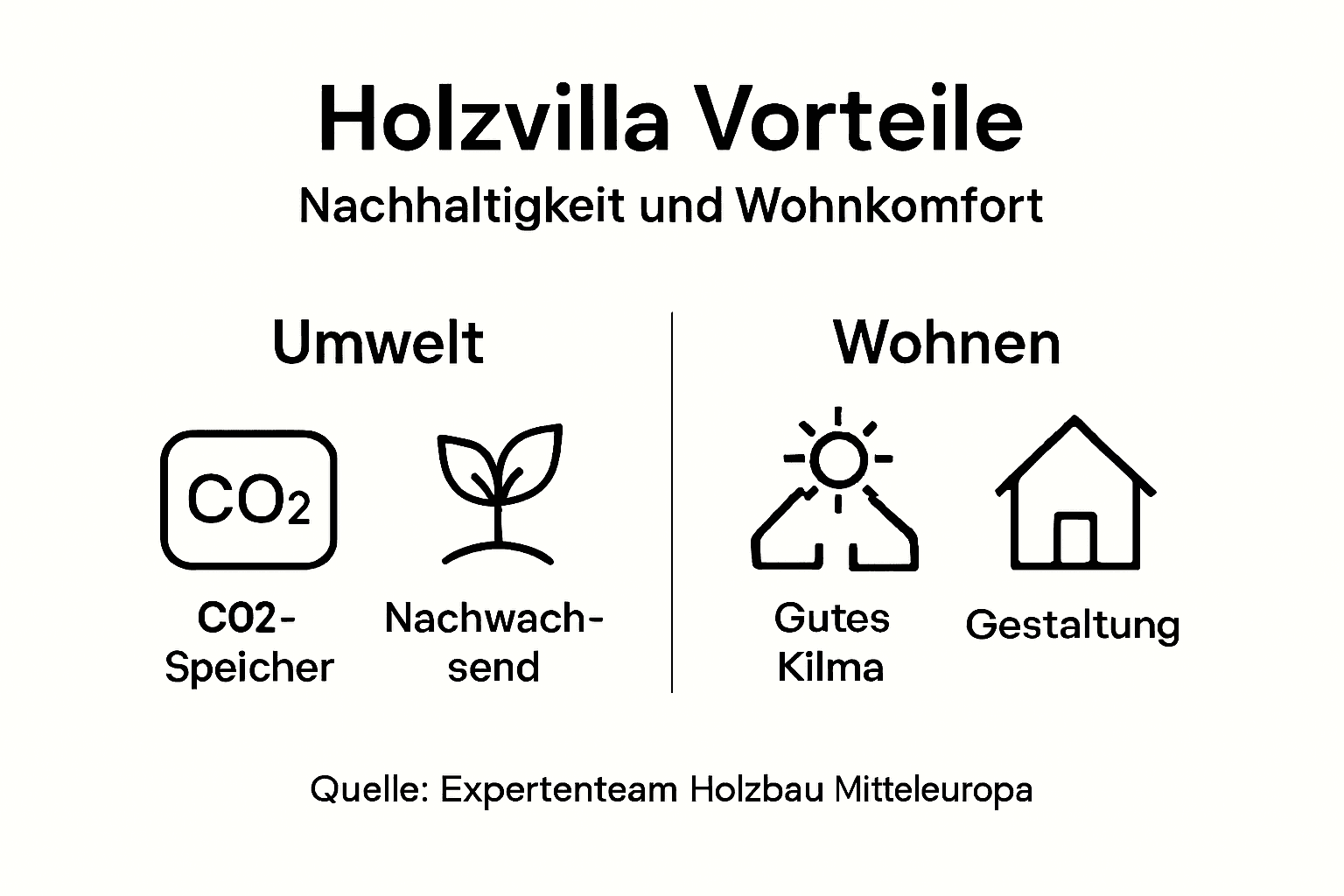 Grafik: Holzvillen – Nachhaltigkeit und ihre Vorteile auf einen Blick