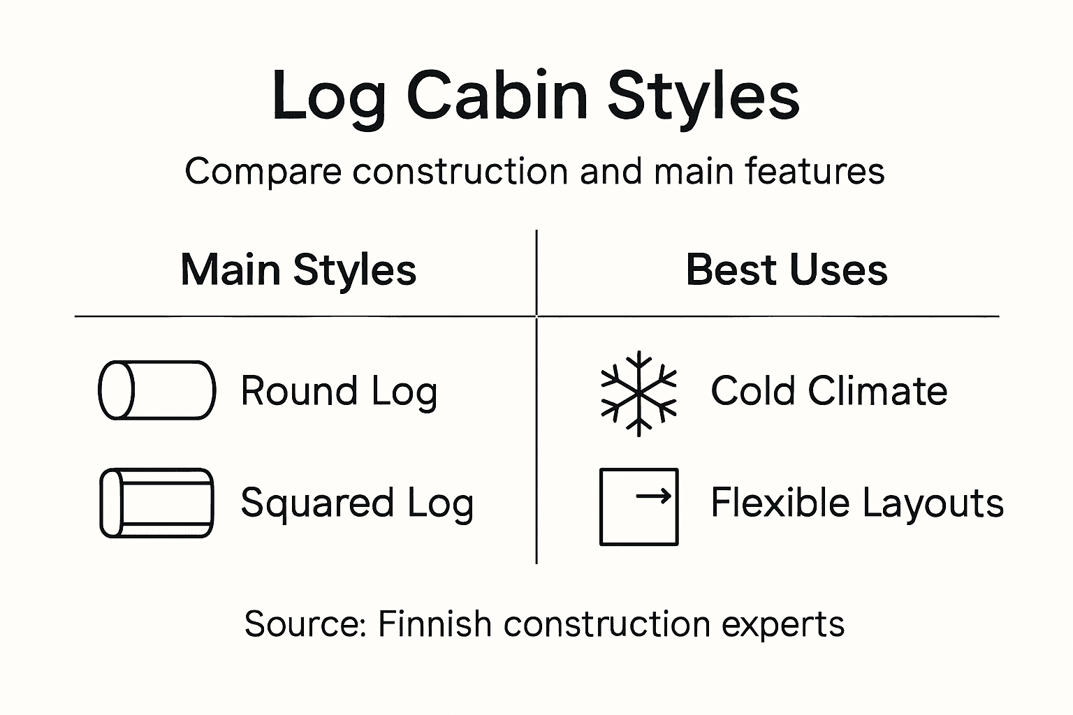 Infographic shows log cabin styles comparison