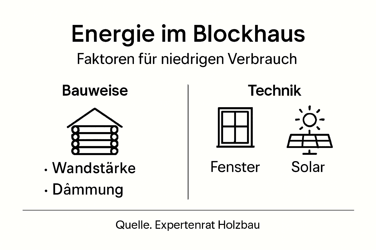 Grafische Übersicht: Wie energieeffizient sind Blockhäuser wirklich?