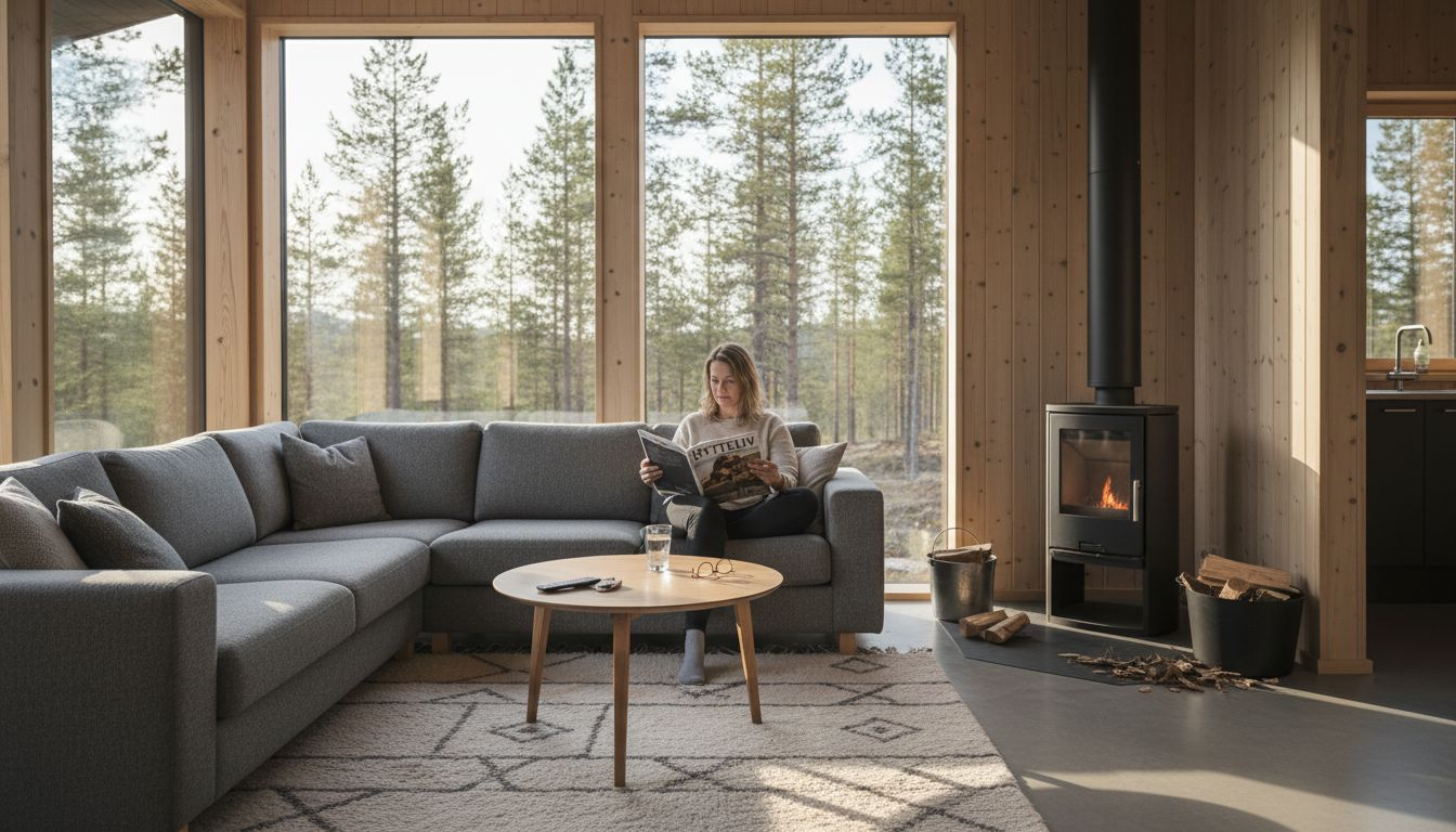 Moderne hytteinteriør med fleksible løsninger og rikelig med naturlig lys