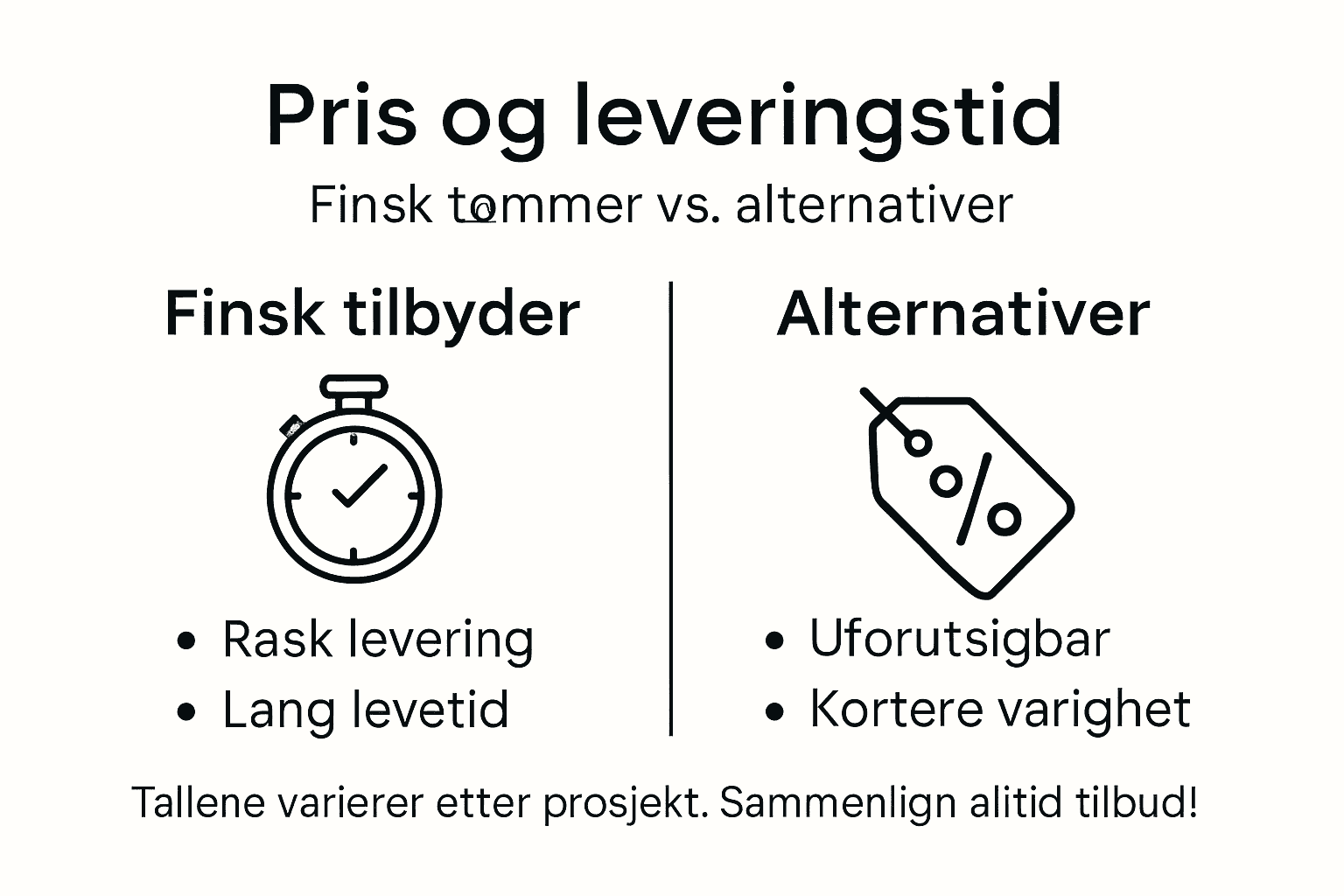 Illustrasjon: Hva koster finsk tømmer, og hvor lang leveringstid må du regne med?