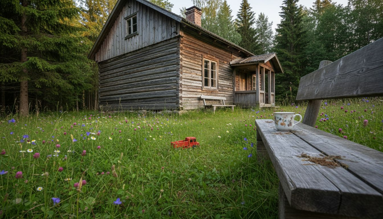 Et ekte finsk tømmerhus omringet av vakker natur og gjennomtenkte detaljer.