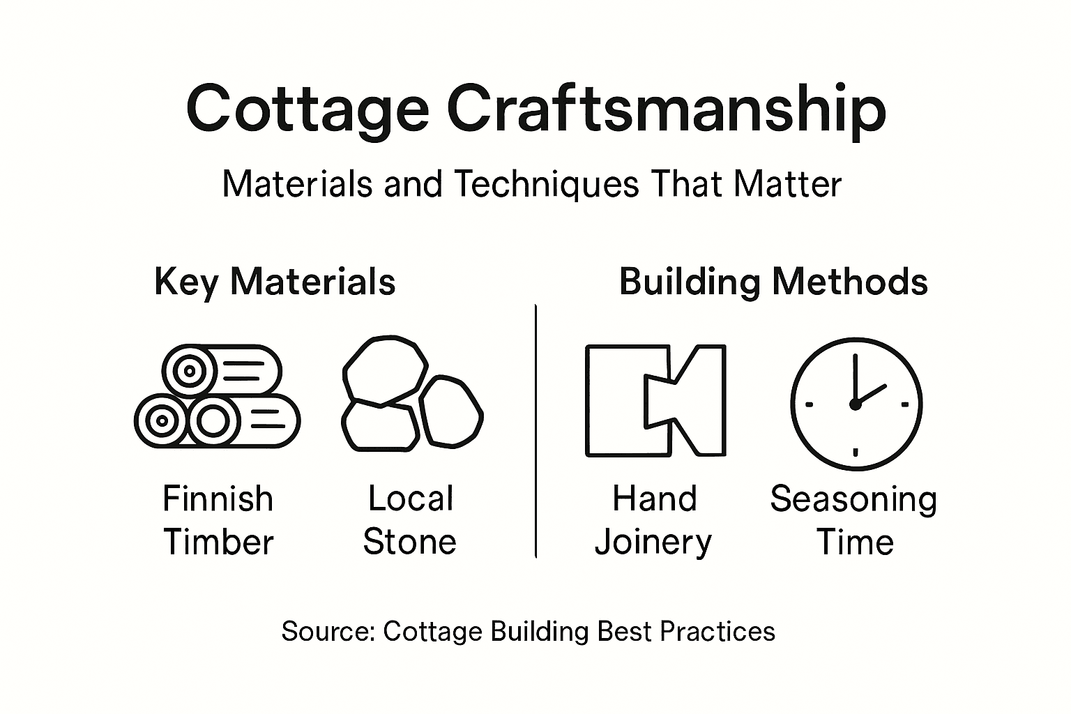 Infographic shows cottage materials and techniques