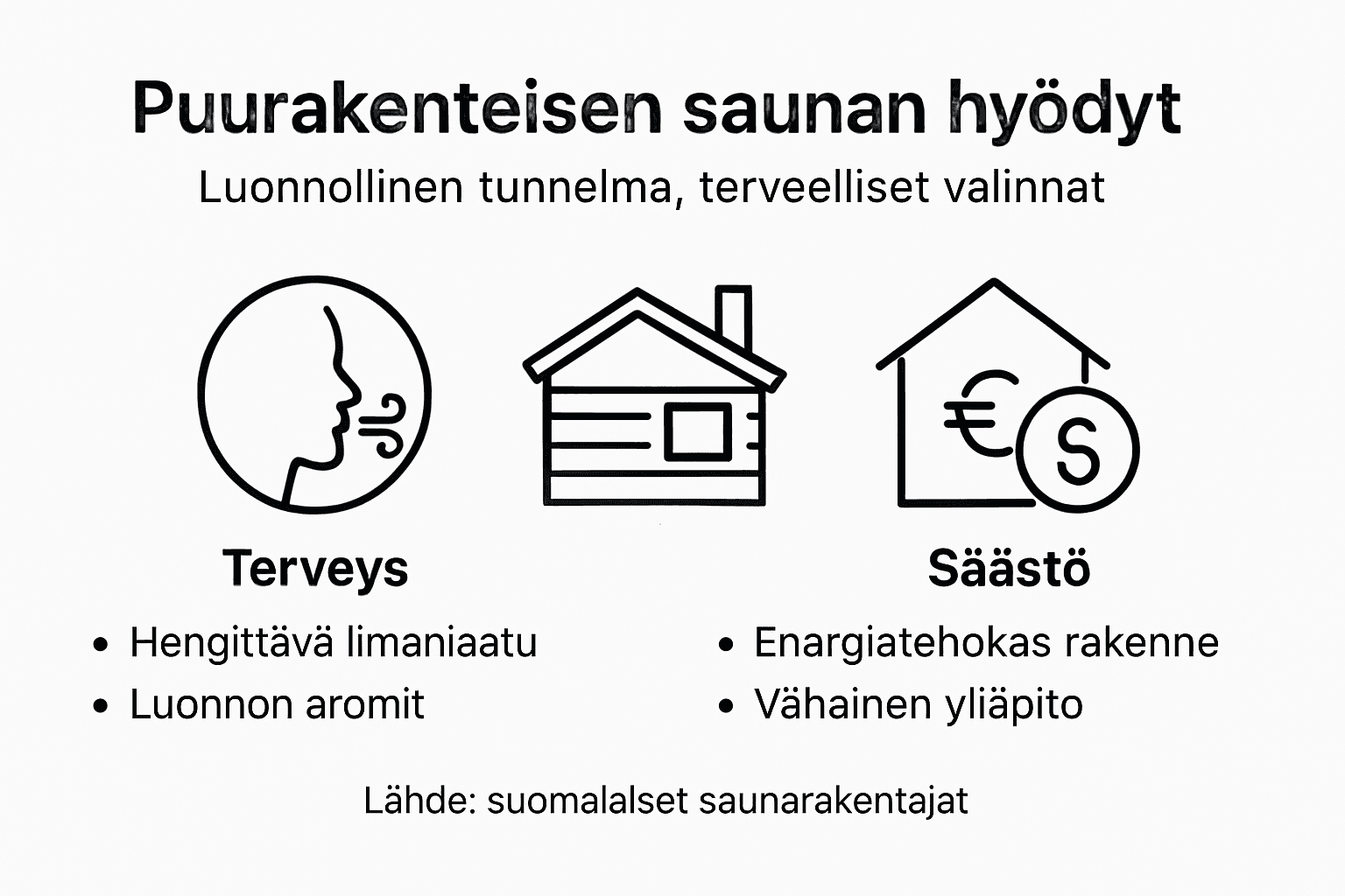 Infograafi: Puusaunan tärkeimmät edut pähkinänkuoressa