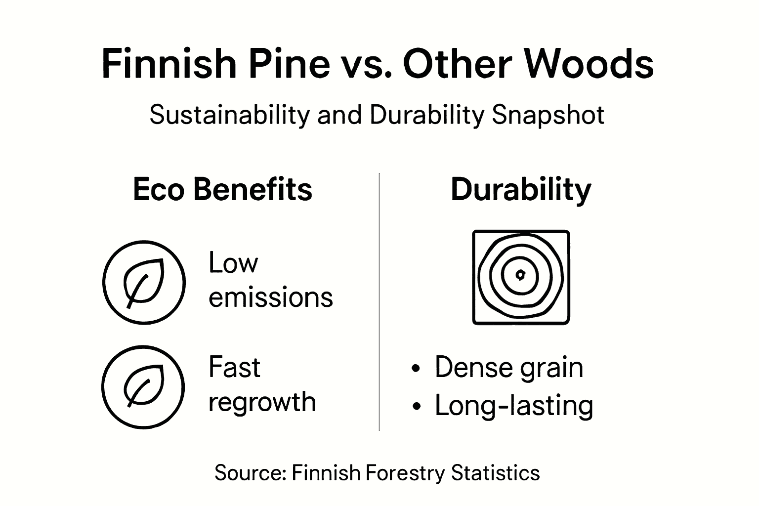 Infographic on Finnish pine eco and durability benefits