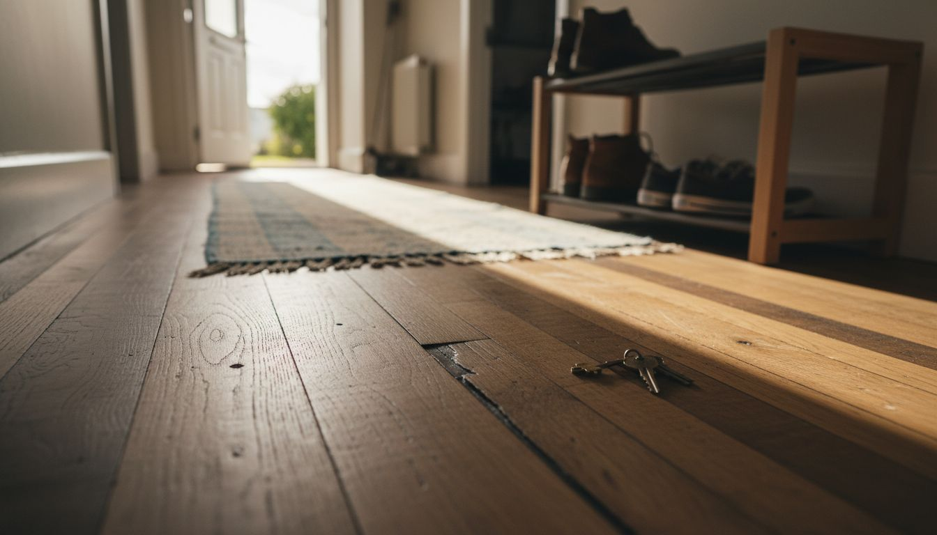 Nahaufnahme eines hochwertigen, mehrschichtigen Parkettbodens