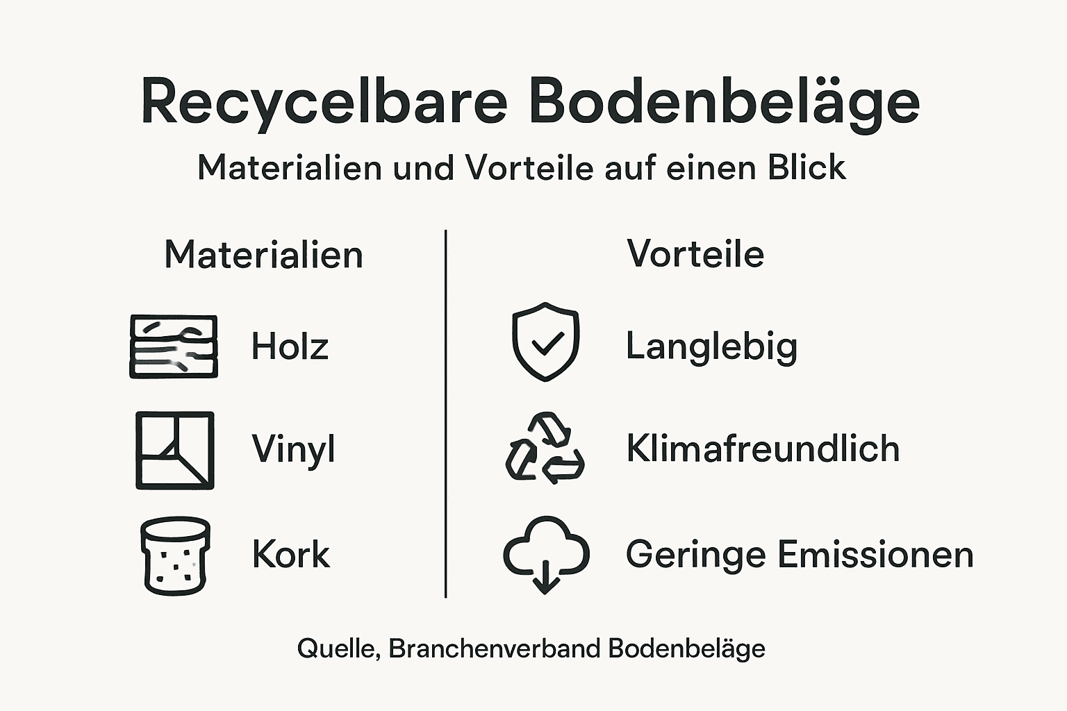 Infografik: Die Vorteile recycelbarer Bodenbeläge im Überblick – ein Vergleich