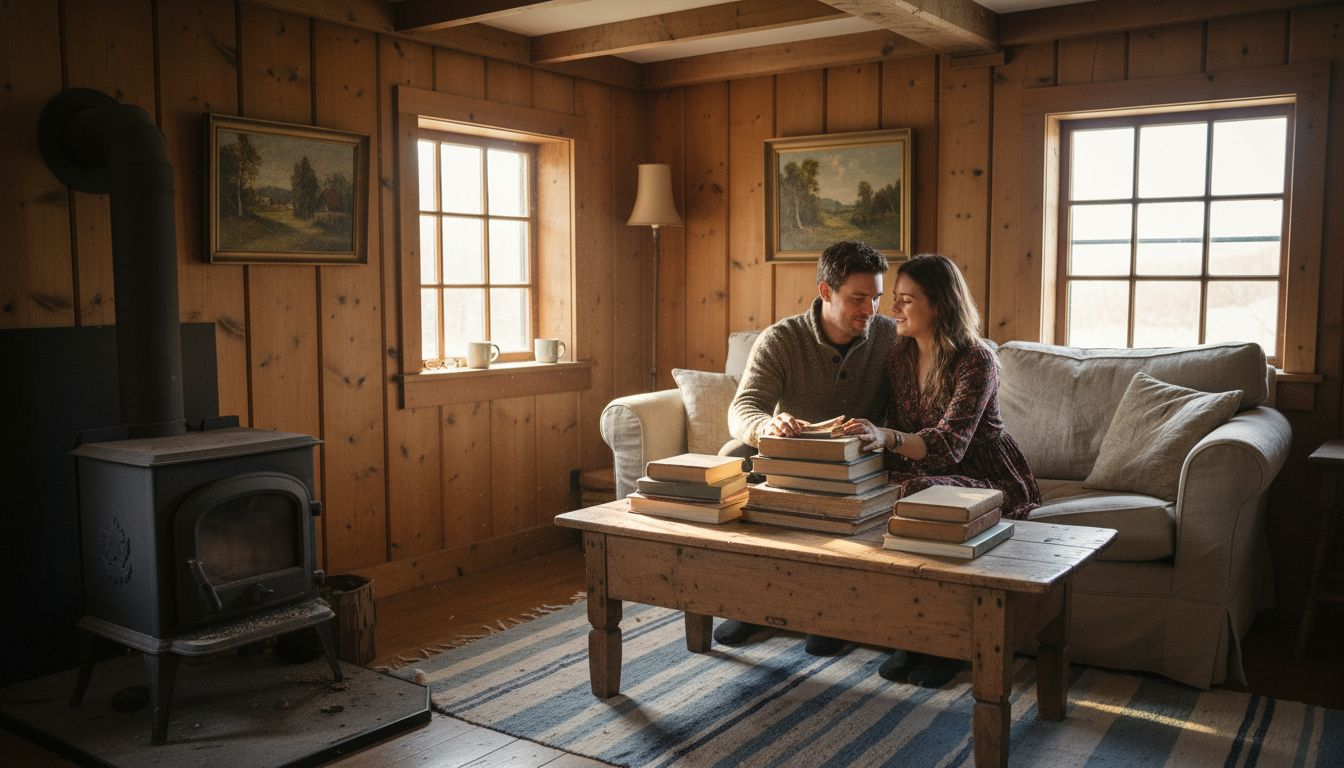 Couple in cozy custom cottage interior