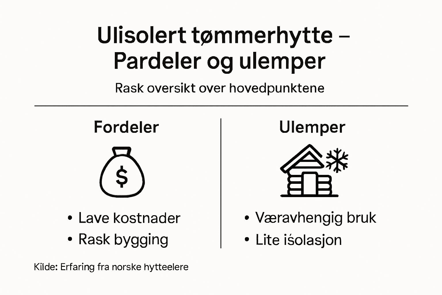Infografikk: Fordeler og ulemper ved å bygge tømmerhytte