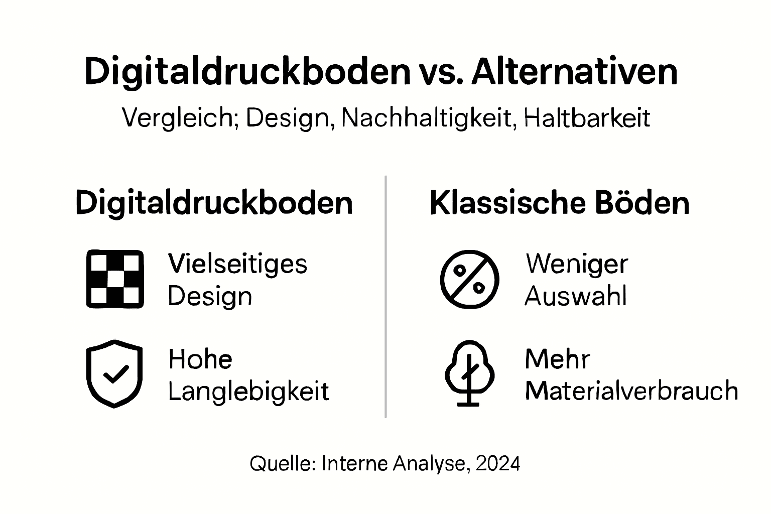 Infografik: Digitaldruckboden im Vergleich zu klassischen Bodenbelägen