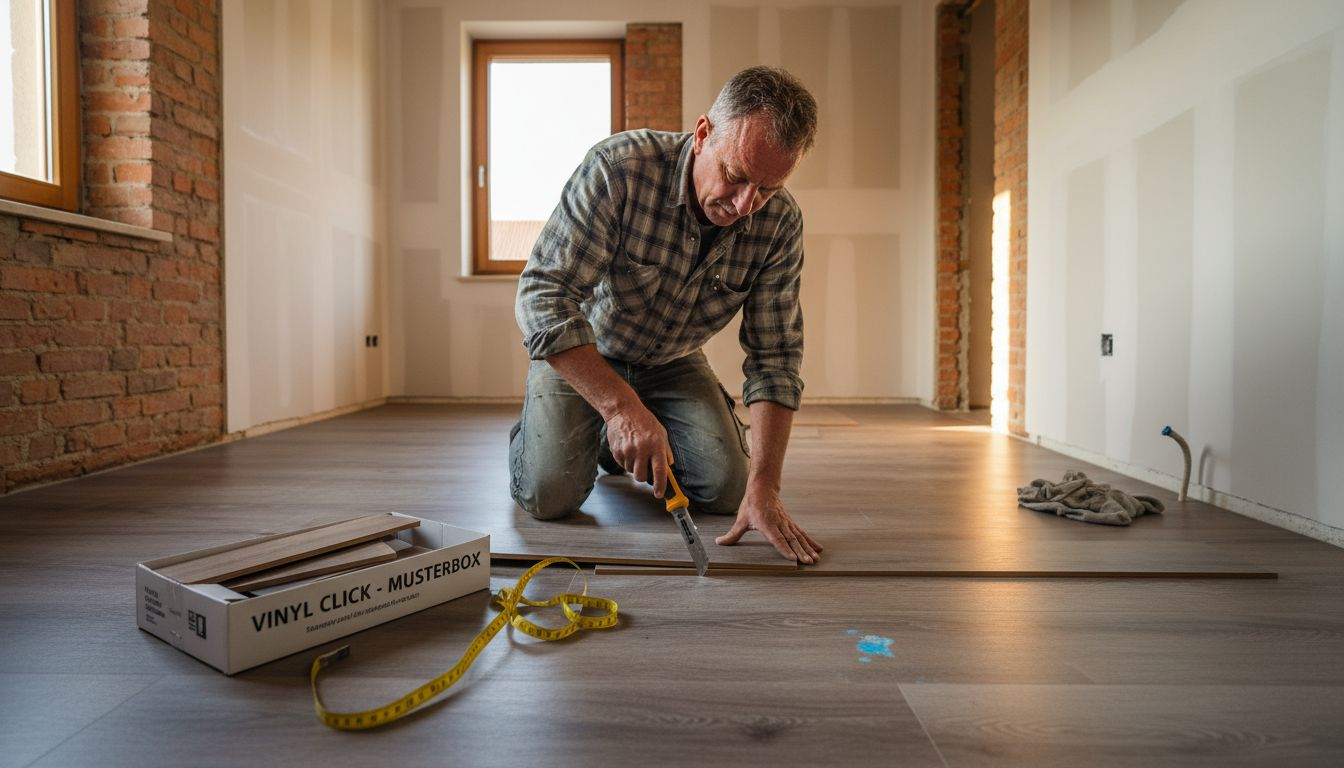 Ein erfahrener Handwerker verlegt den Boden im modernen Kreuzverband – präzise und stilvoll, passend zum aktuellen Wohntrend.