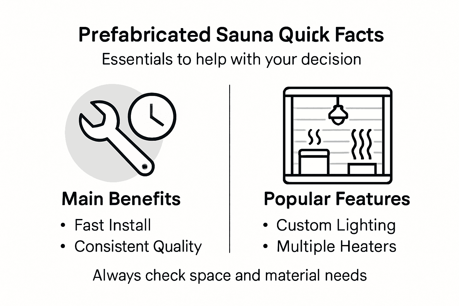 Infographic with sauna benefits and features overview