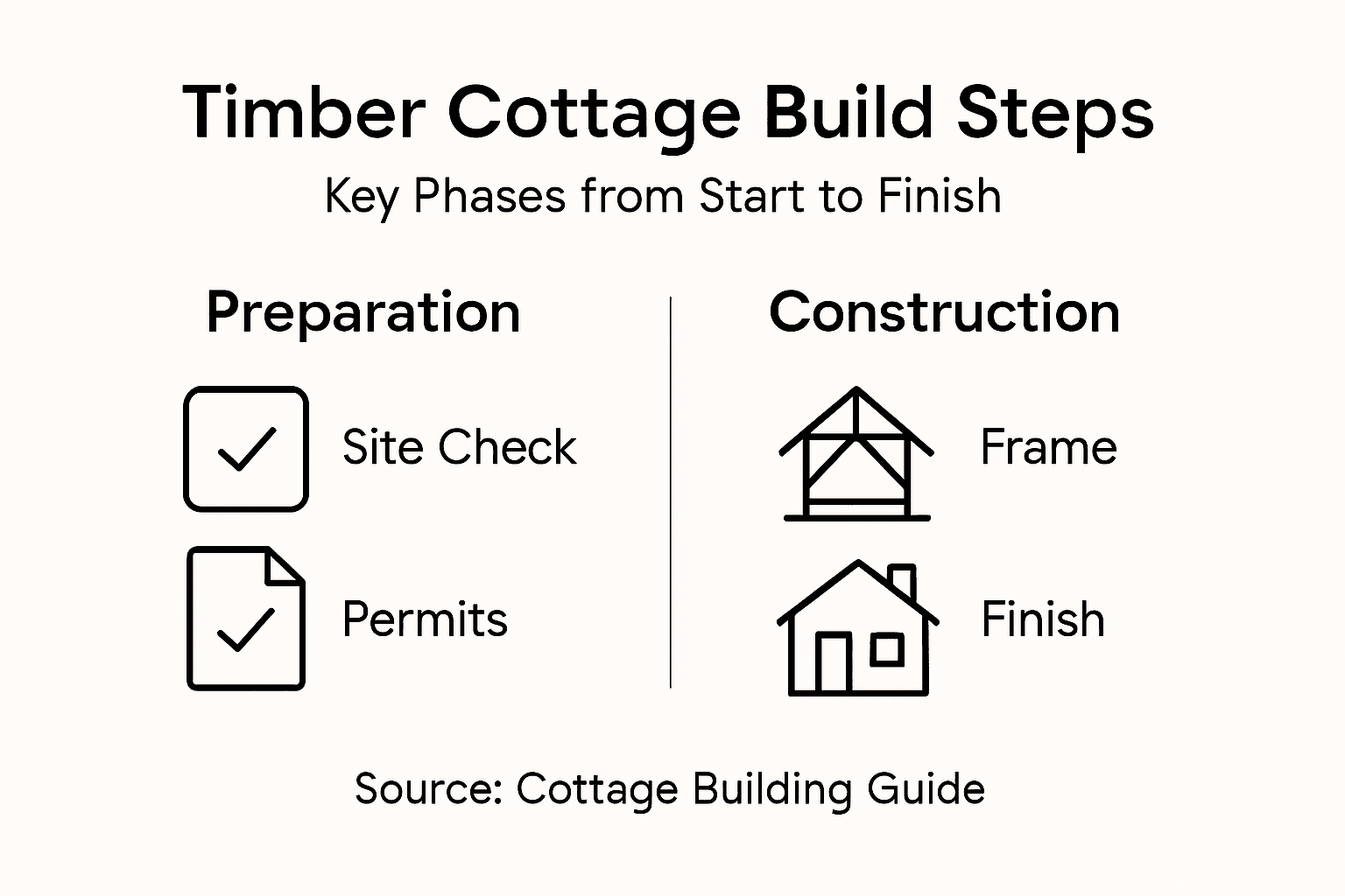 Infographic showing timber cottage build steps
