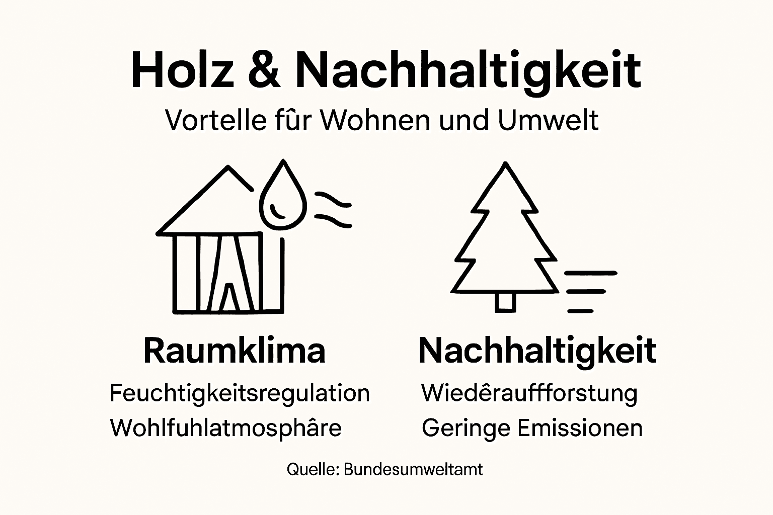 Infografik: Wie Holz zu einem nachhaltigen Wohnklima beiträgt