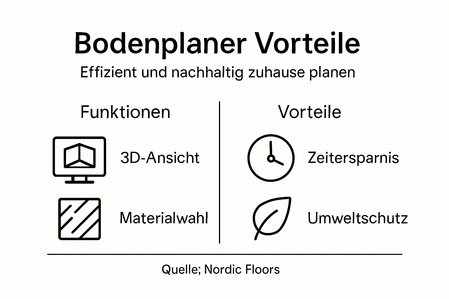 In dieser Infografik werden die wichtigsten Vorteile und Funktionen des Bodenplaners anschaulich dargestellt.