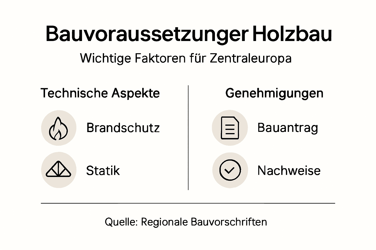 Infografik: Was beim Holzbau zu beachten ist – Technik und behördliche Vorgaben