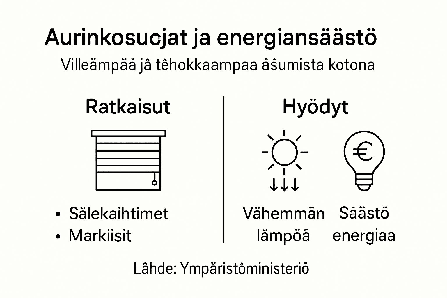 Infografiikka: Näin aurinkosuojat auttavat säästämään energiaa kotona