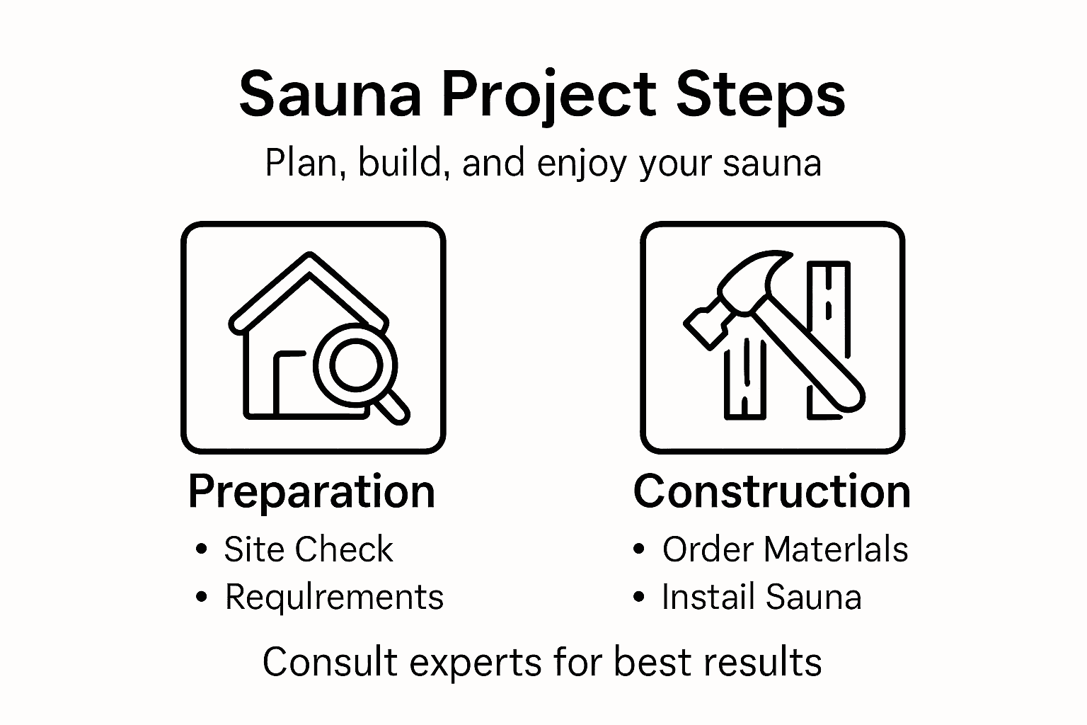 Infographic overview of sauna project steps