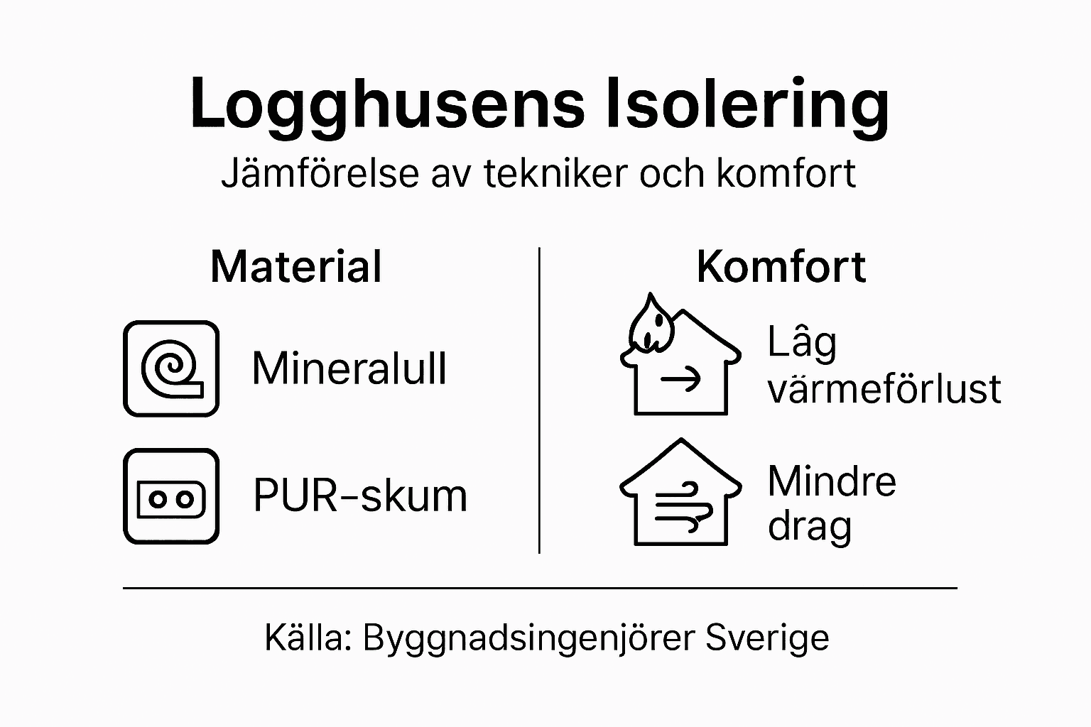 Grafisk översikt: olika sätt att isolera timmerhus