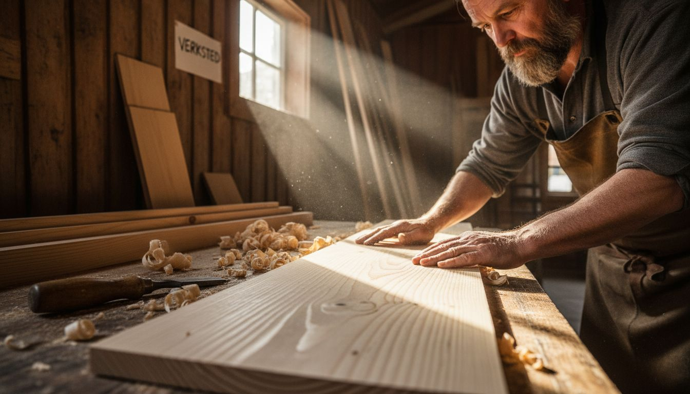 Snekker sjekker nøye kvaliteten på finsk treverk
