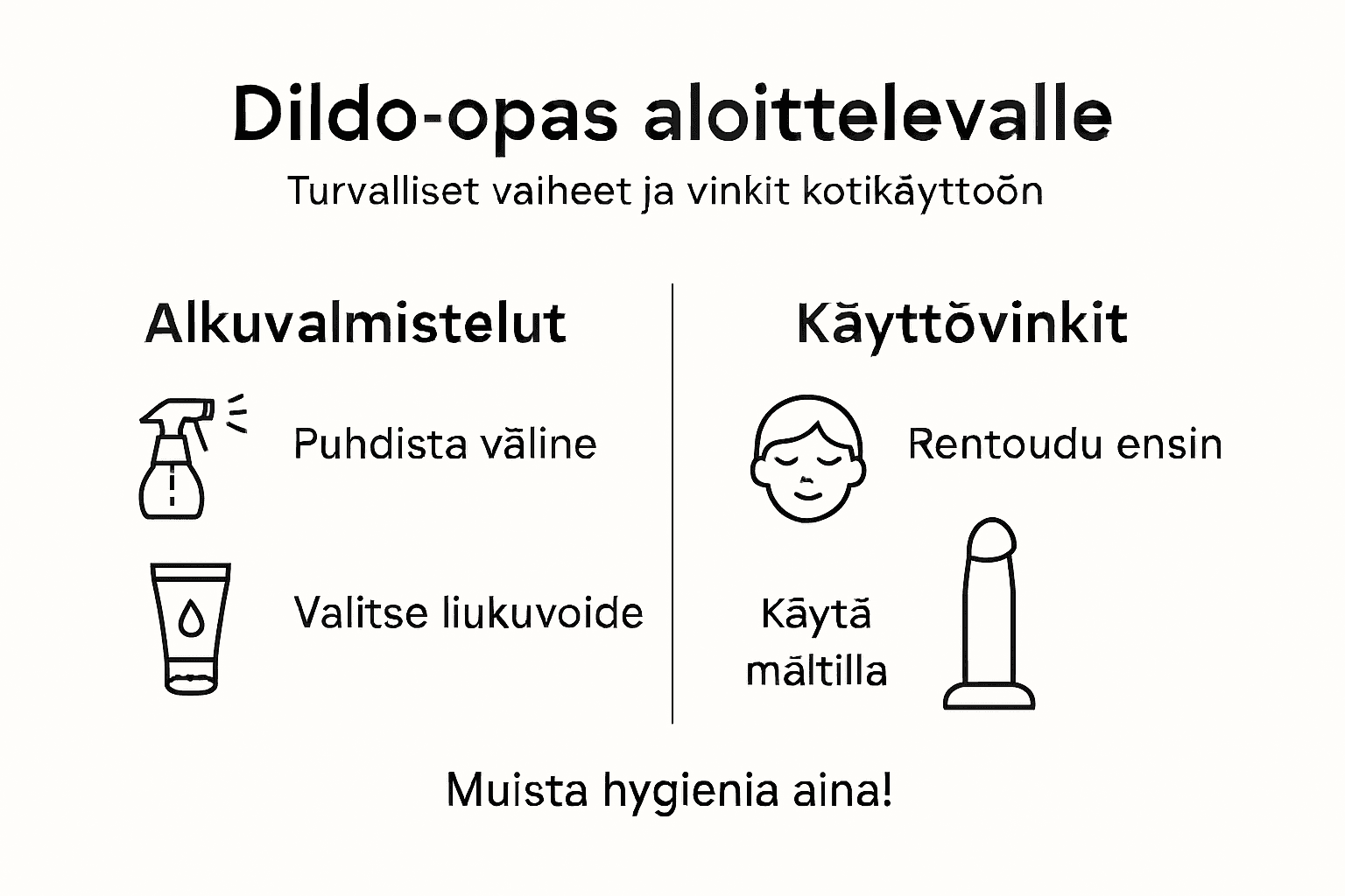 Aloittelijan opas: dildon käytön vaiheet kätevästi infografiikassa