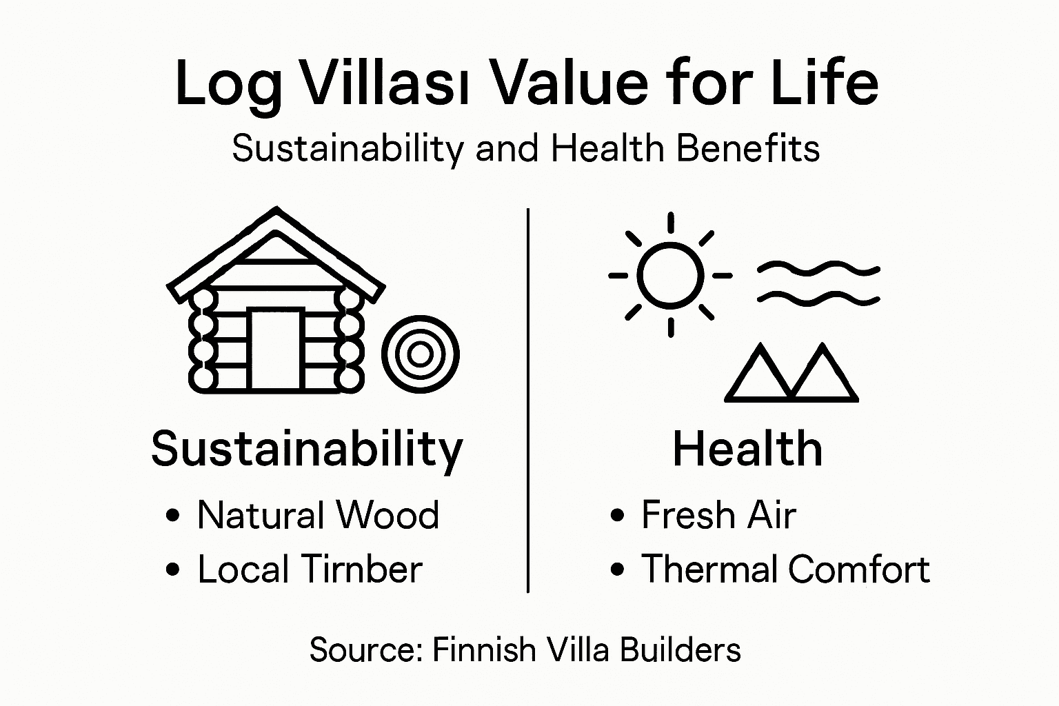 Infographic of log villa sustainable and health benefits
