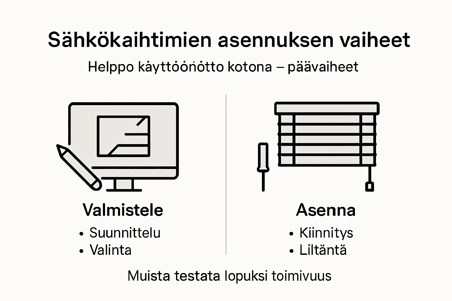 Sähköisten kaihtimien asennuksen vaiheet – havainnollistava infografiikka