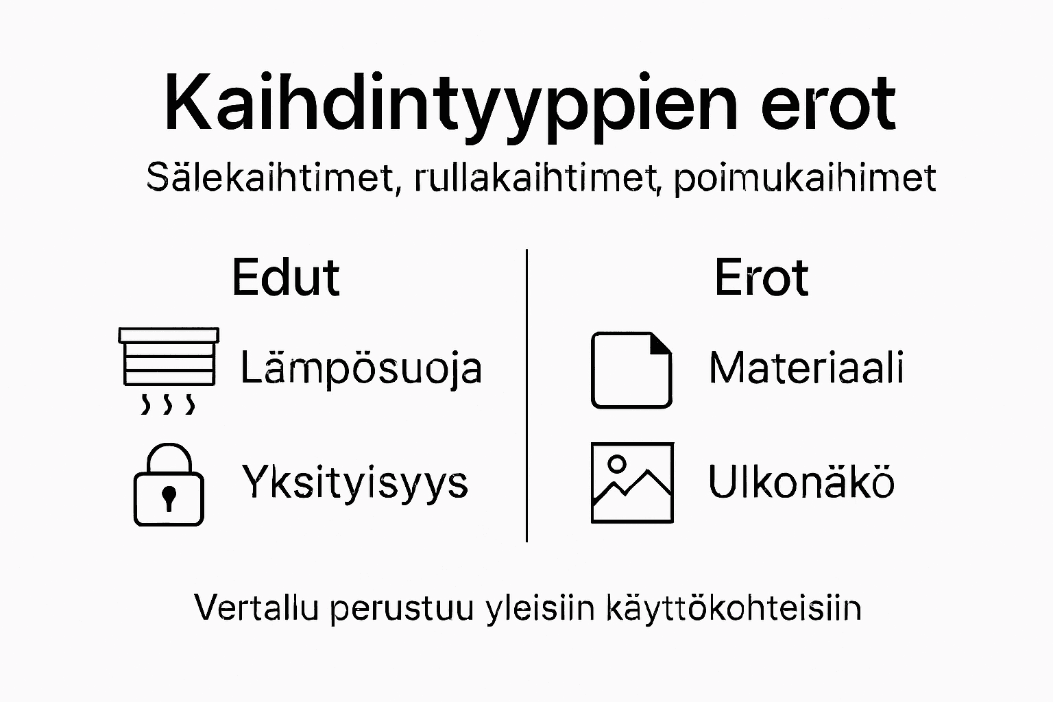 Havainnollinen tietopaketti eri kaihdinmallien plussista ja eroista