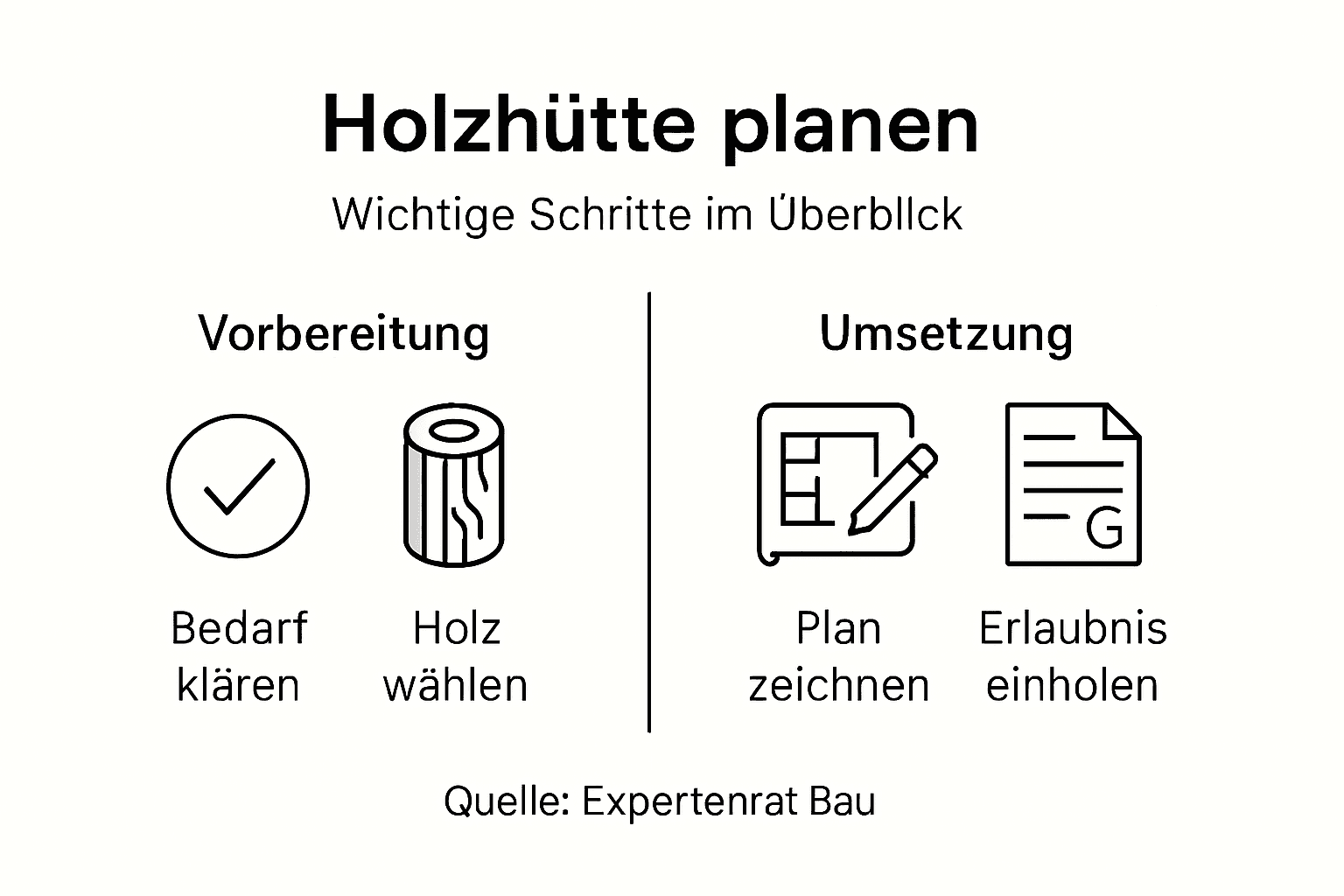 Infografik: So planen Sie Ihr Holzhaus – Schritte und Varianten im Überblick