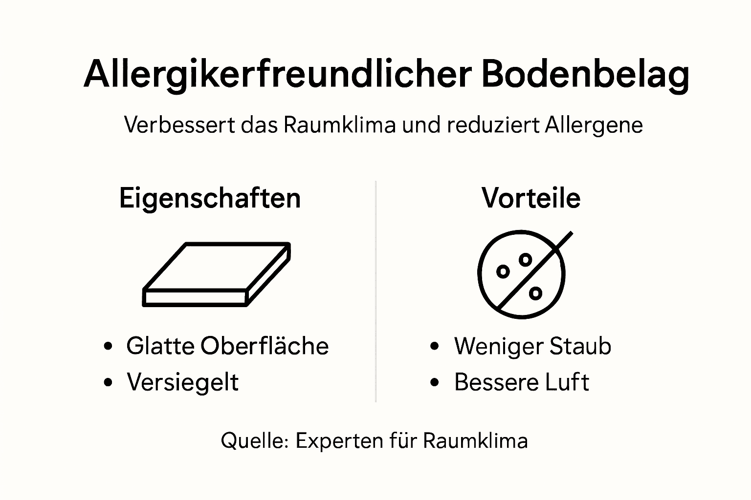 Infografik: Bodenbeläge für Allergiker – Eigenschaften und Vorteile auf einen Blick