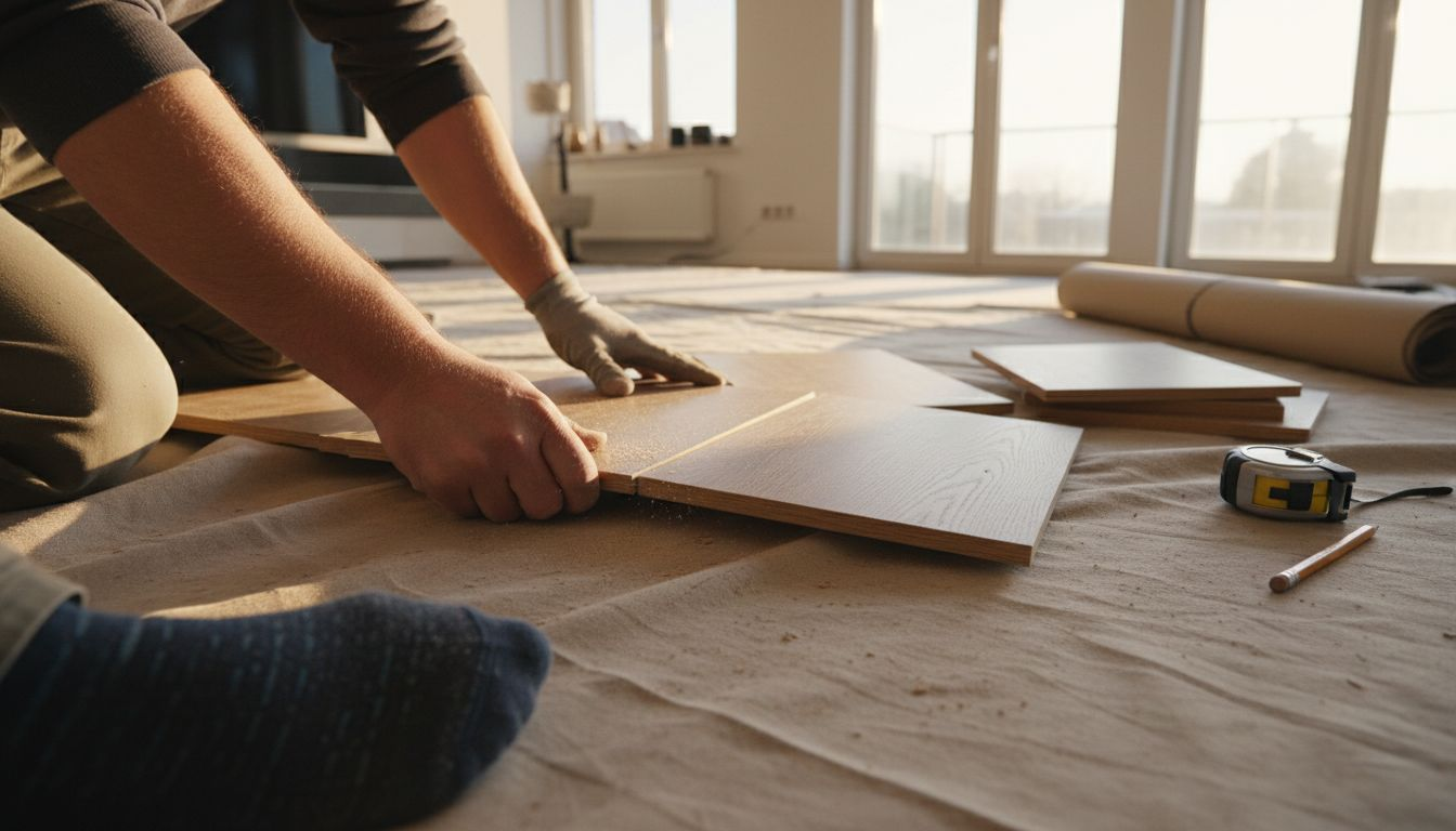 Detailansicht der technischen Klickverbindung beim Bodenbelag