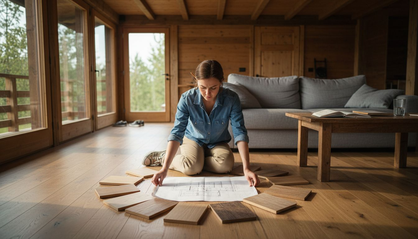 Architect planning custom wooden villa interior