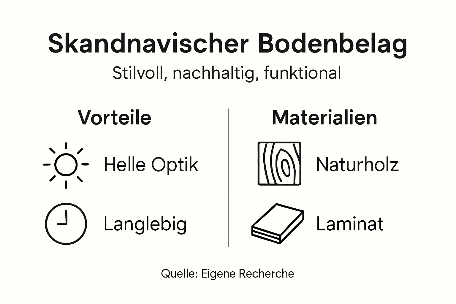 Infografik: Die Vorteile skandinavischer Bodenbeläge – Materialien im Überblick