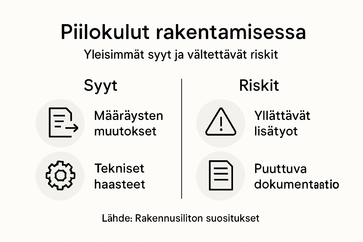 Rakentamisen yllättävät kustannukset ja riskit – infografiikka