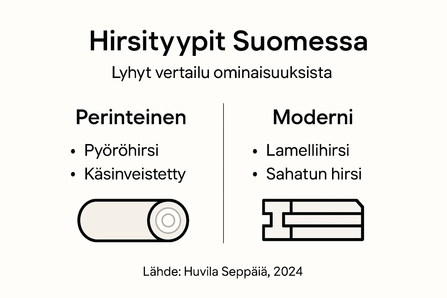 Hirsirakenteiden vertailu Suomessa – visuaalinen tietopaketti