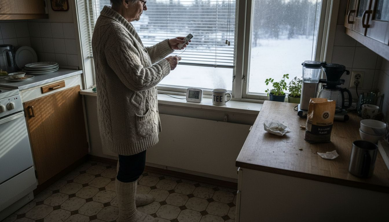 Nainen säätää sähkökäyttöisiä energiatehokkaita sälekaihtimia.