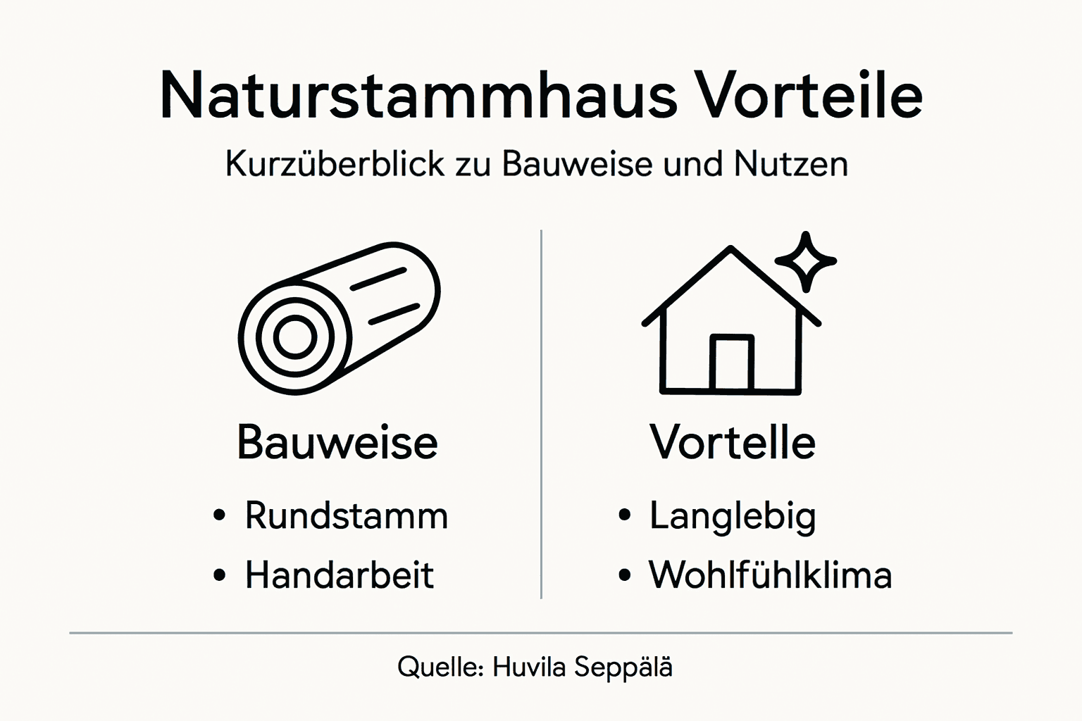 Infografik: Warum ein Naturstammhaus? Vorteile und Bauweise im Überblick